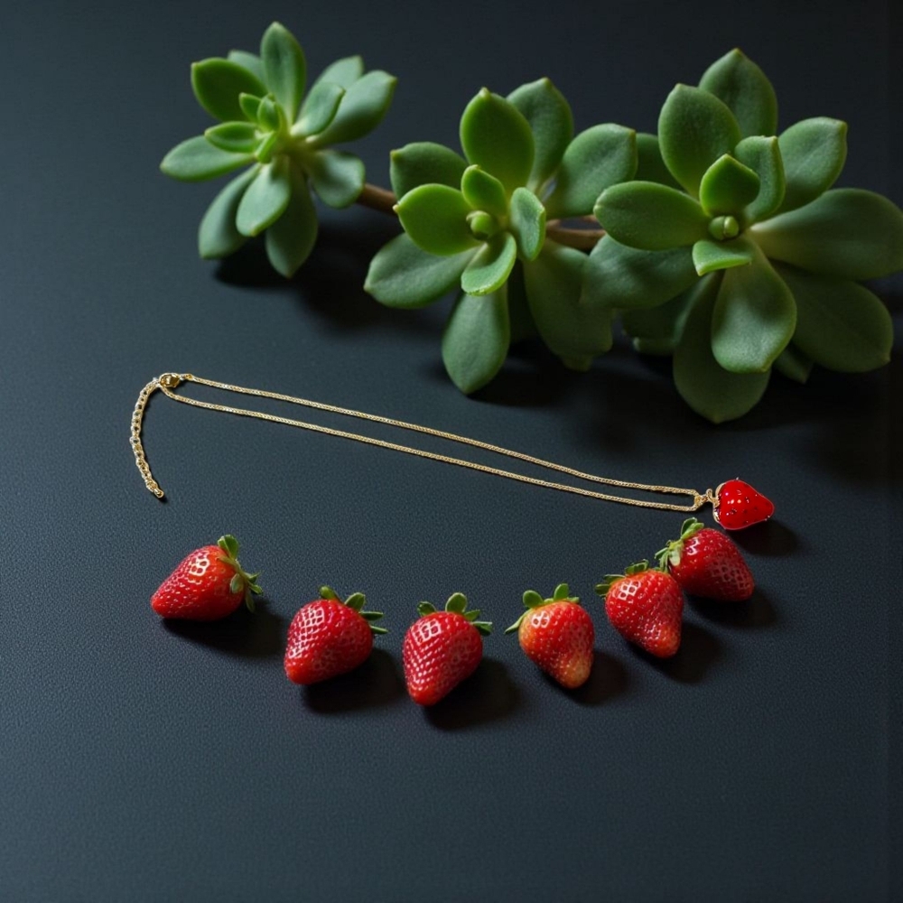 SALE!! Luscious Strawberry and Gold-Filled Pendant Necklace--NWT - Picture 5 of 7